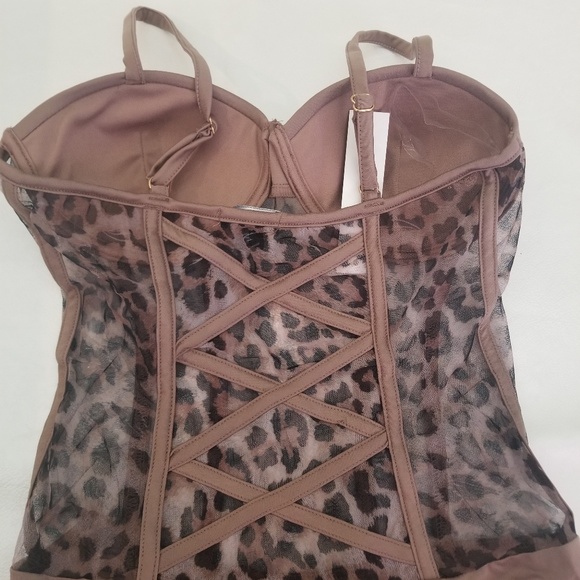 LEOPARD MESH BUSTIER BODYSUIT - Picture 6 of 8